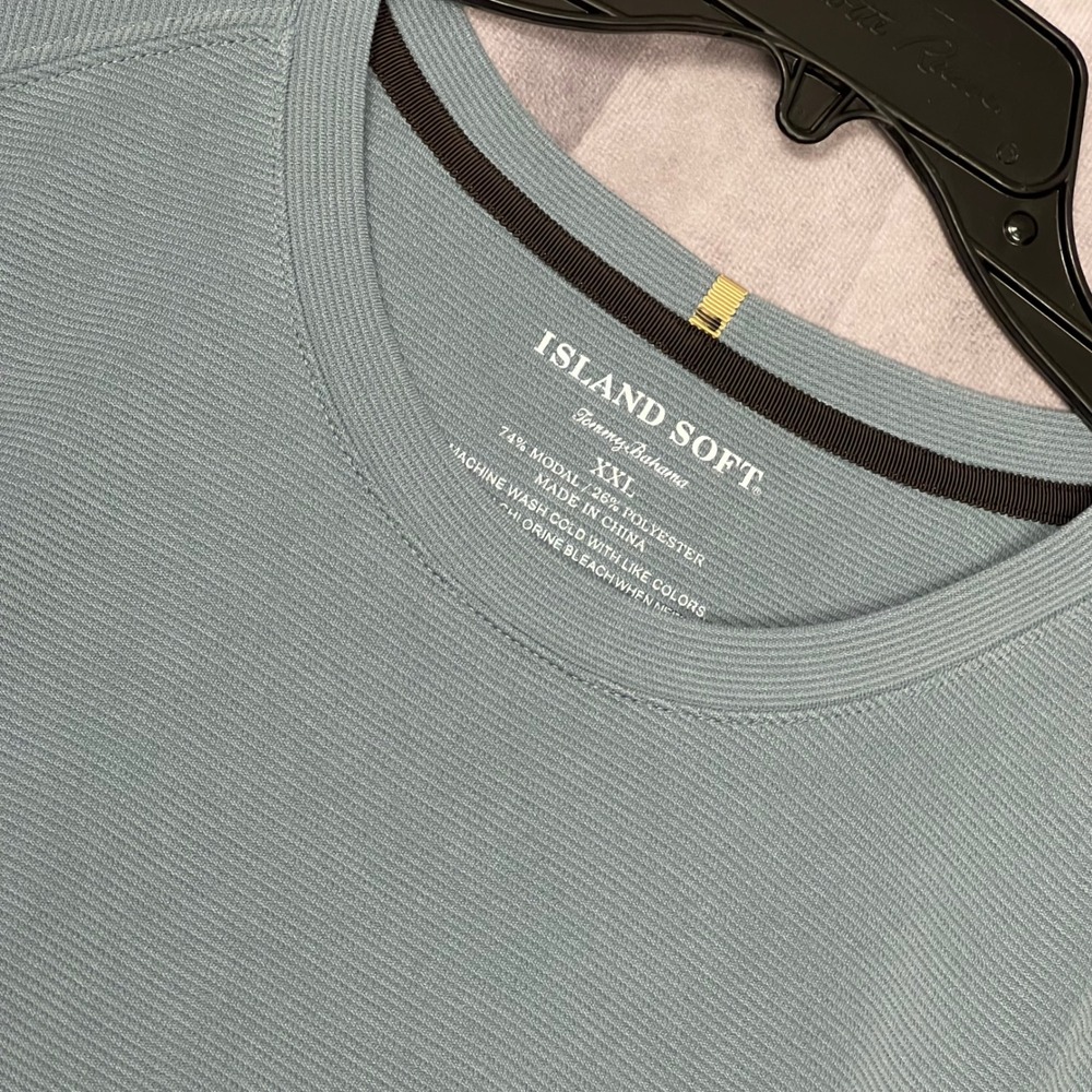 Tommy Bahama Island Soft T-Shirt Mens XXL Sage Green Excellent Ribbed Crewneck